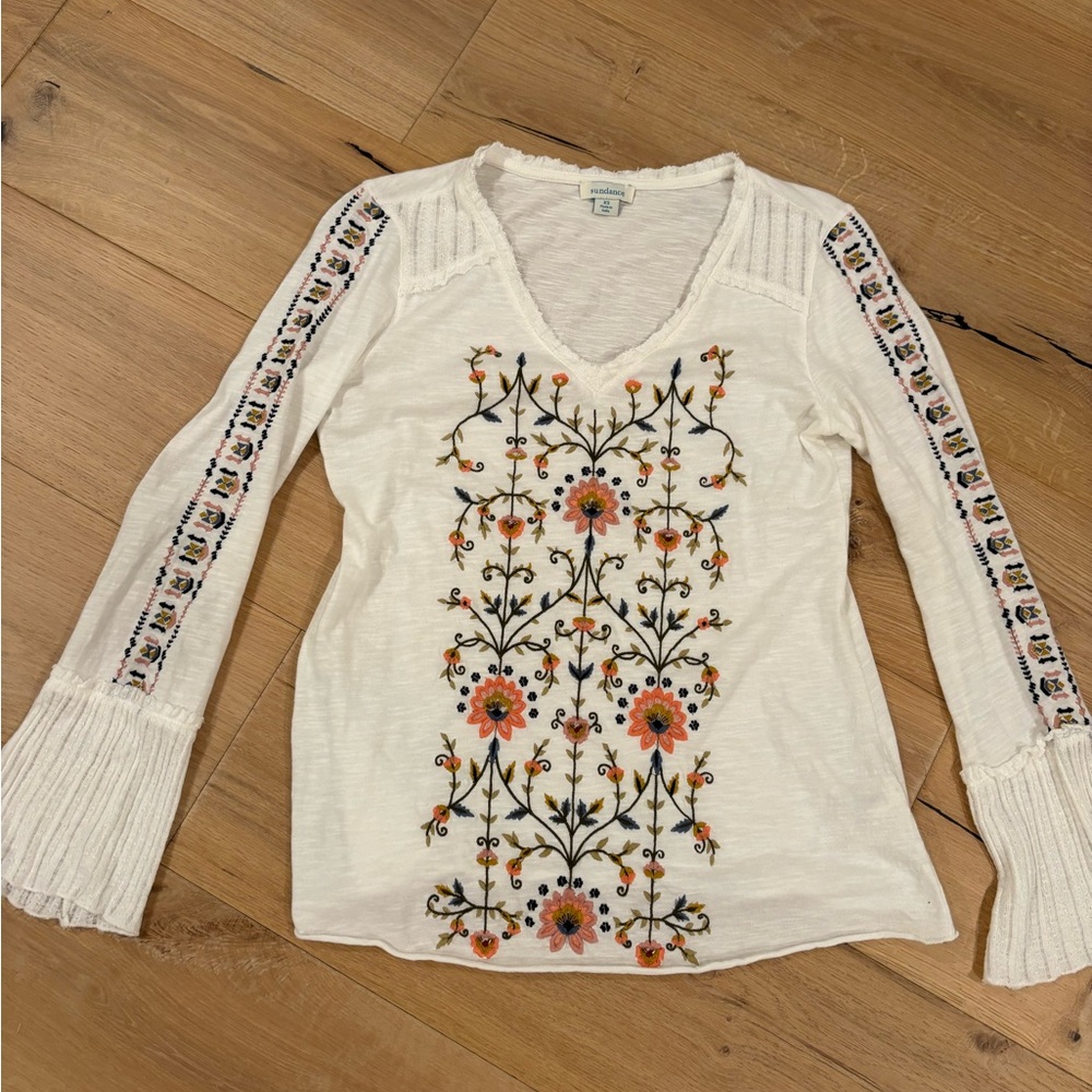 Sundance Embroidered Knit Shirt with Bell Sleeves